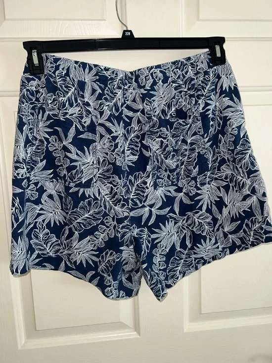 Womens Blue Floral Spring  Vacation Resort Beach Drawstring Pullon Shorts XL - Picture 2 of 3